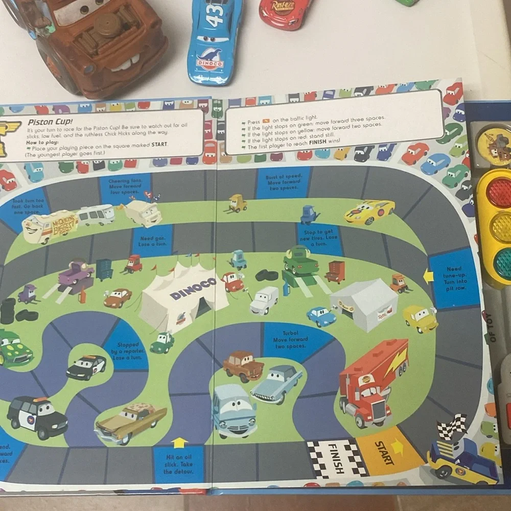 Disney Pixar Cars Tow Mater Vehicle Start Your Engines Book & Dry Erase Board